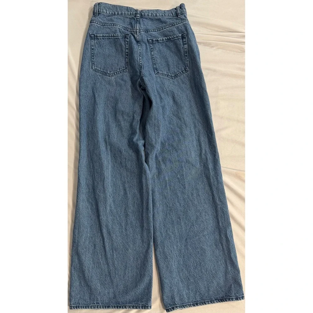 PacSun Baggy Jeans Womens 26 Blue Denim Bandana Patchwork High Rise Wide Leg - Picture 7 of 7
